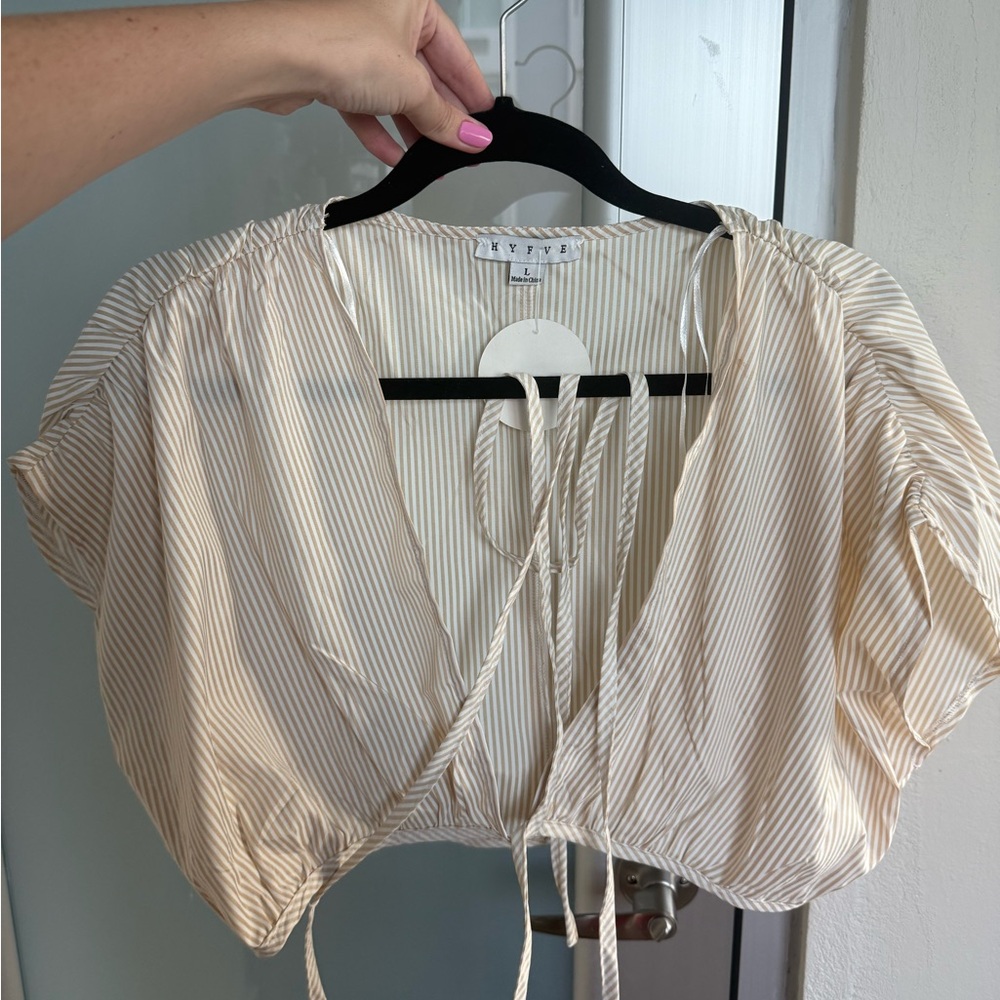 BRAND NEW Hyfve Cream Striped Women's Crop Top
